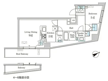 プリマリード南青山(1LDK/4階)の間取り写真