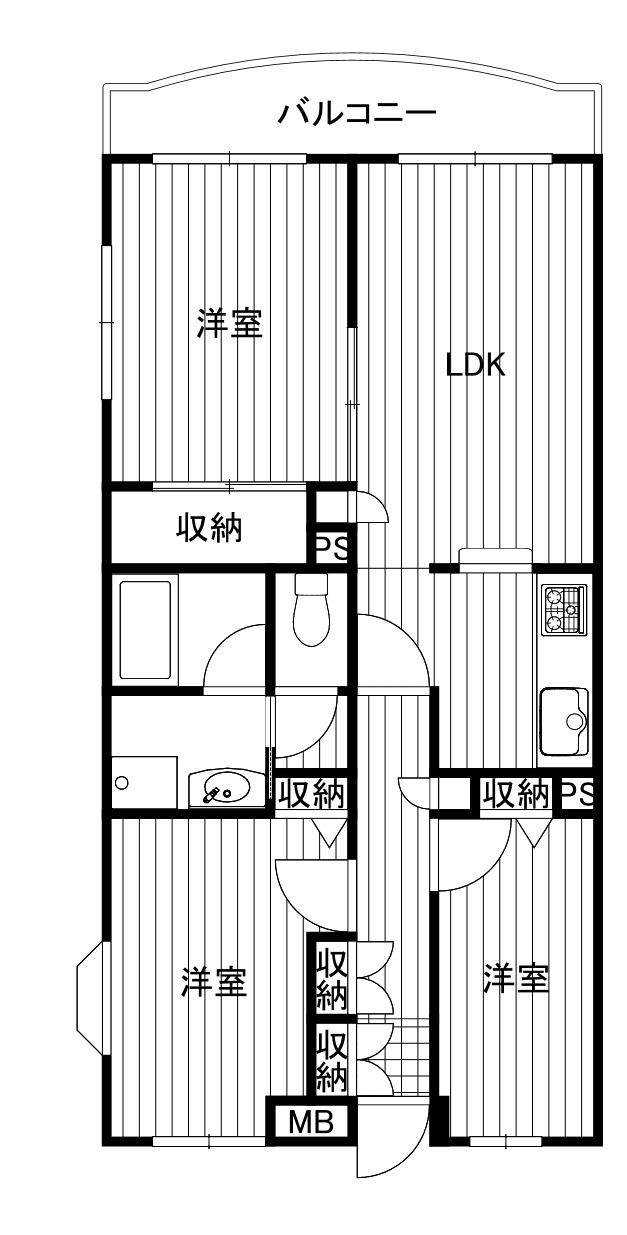 アゼリア2番館(3LDK/2階)の間取り写真