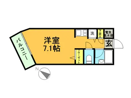 ハイツ中目黒(ワンルーム/1階)の間取り写真