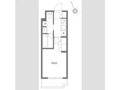 アジールコート東大井(1K/2階)の間取り写真