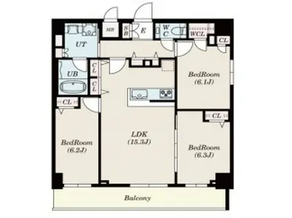 ALIVIS一之江(3LDK/7階)の間取り写真