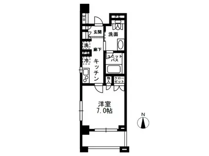 レジディア中落合C(1K/6階)の間取り写真