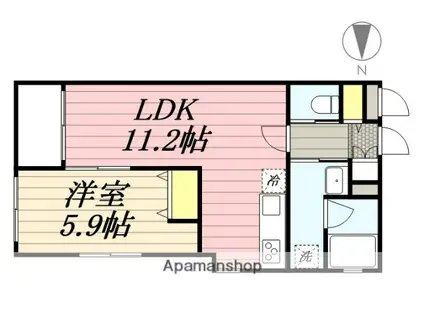 ALATO祐天寺(1LDK/1階)の間取り写真