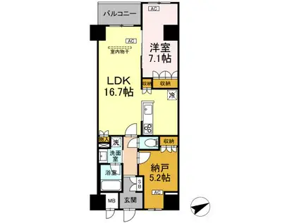 サンジョイアゼロ(1LDK/7階)の間取り写真