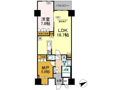 サンジョイアゼロ(1LDK/6階)の間取り写真