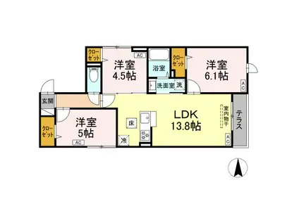 セレスティア東葛西V(3LDK/1階)の間取り写真