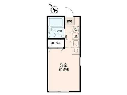 グランヴェールE棟(ワンルーム/2階)の間取り写真