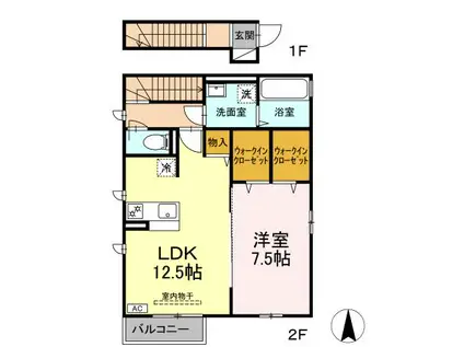 セジュール桂(1LDK/2階)の間取り写真