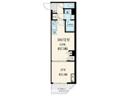 SKULD松陰神社(1LDK/1階)の間取り写真