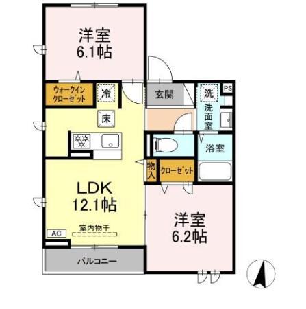 サウスヒルズ世田谷(2LDK/1階)の間取り写真
