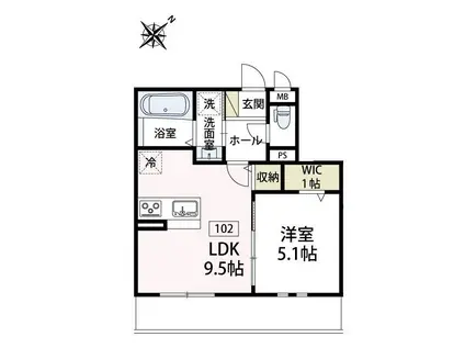 カーサ・ルピナス(1LDK/1階)の間取り写真