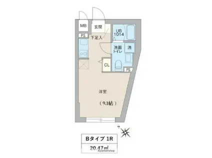 クリオ ラモード目黒洗足(ワンルーム/3階)の間取り写真