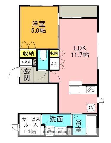 KOMAZAWA KOUEN TERRACE(1SLDK/1階)の間取り写真