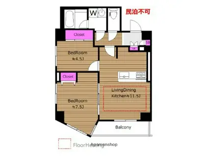 イーストガーデン(2LDK/5階)の間取り写真