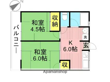 シティハイムスカイウッド(2K/2階)の間取り写真