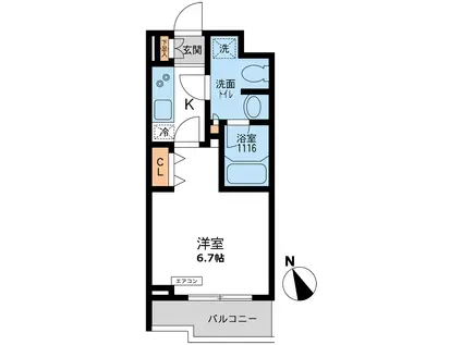 パシフィックコート目黒南(1K/3階)の間取り写真