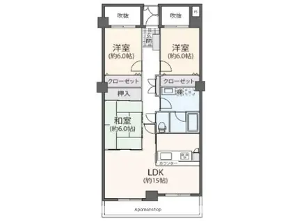 コートハウス千歳船橋(3LDK/3階)の間取り写真