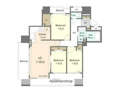 クレストラフィーネ大森駅前(3LDK/12階)の間取り写真