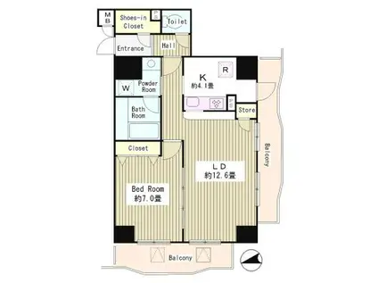 アルブル高輪(1LDK/11階)の間取り写真