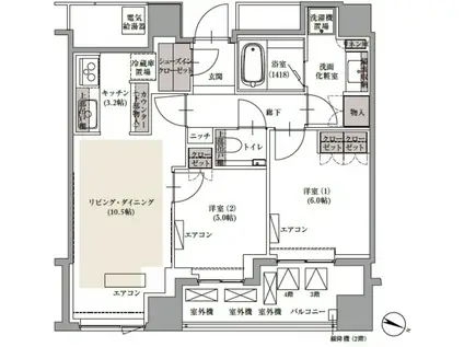 ブランズ四番町(2LDK/4階)の間取り写真