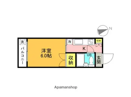 松林堂SK・第2マンション(1K/3階)の間取り写真