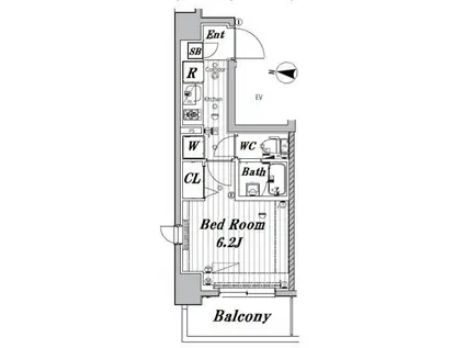 メイクスデザイン大森(1K/3階)の間取り写真
