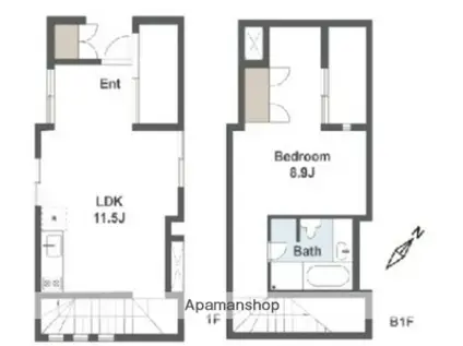 MAISON DU DIX-HUIT(1LDK/1階)の間取り写真