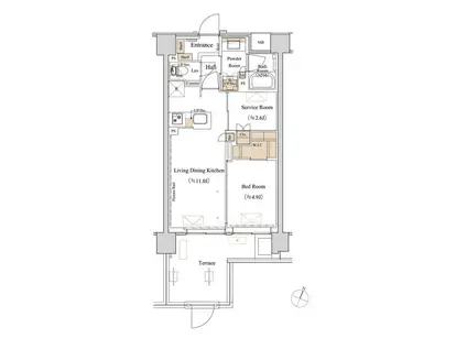 ブランシエスタ西馬込(2LDK/1階)の間取り写真