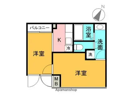 PORTO白金長者丸(1K/2階)の間取り写真