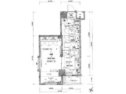 パレステュディオ新宿パークサイド(1K/5階)の間取り写真