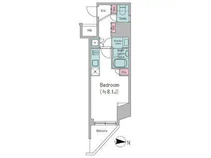 シーズンフラッツ池上(ワンルーム/4階)の間取り写真