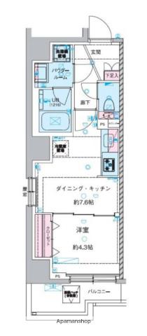 ジェノヴィア幡ヶ谷(1DK/3階)の間取り写真