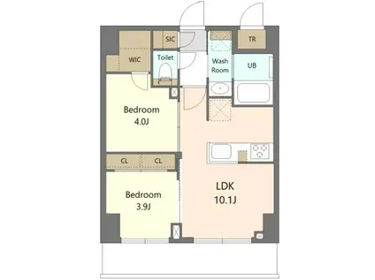 S-RESIDENCE浅草CLARITY(2LDK/10階)の間取り写真