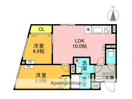 G.T.A. 中野坂上(2LDK/1階)の間取り写真