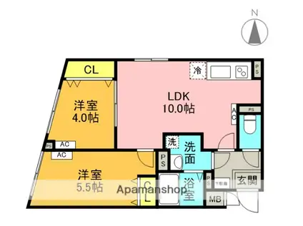 G.T.A. 中野坂上(2LDK/3階)の間取り写真