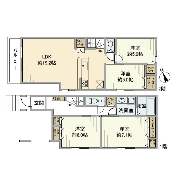 東京地下鉄丸ノ内線 中野坂上駅 徒歩9分 2階建 築5年(4LDK)の間取り写真