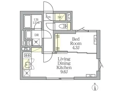TKS中野新橋(1LDK/1階)の間取り写真