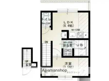 ソルナクレイシア荏原町(1LDK/2階)の間取り写真