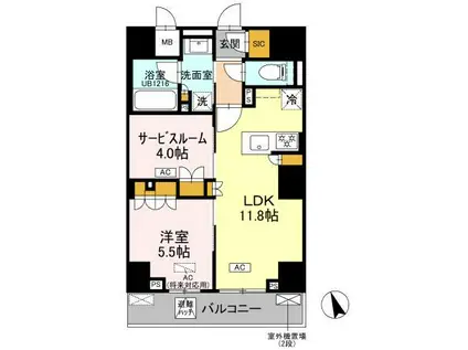 リーラ品川戸越 リーラ品川戸越(1LDK/4階)の間取り写真