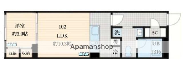 FULLEA島津山(1LDK/1階)の間取り写真