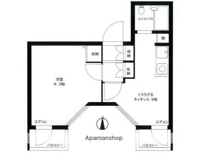 ライオンズマンション武蔵関(1K/4階)の間取り写真