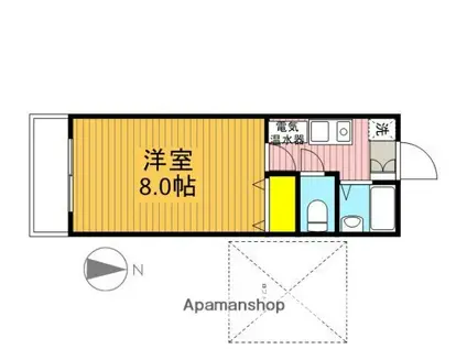 フラットウエストⅢ(1K/2階)の間取り写真