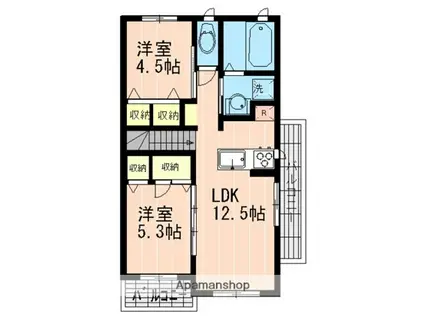 京王電鉄井の頭線 三鷹台駅 徒歩25分 2階建 築17年(2LDK/2階)の間取り写真