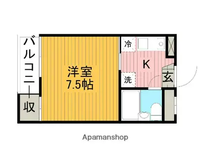 タートルヒル(1K/1階)の間取り写真