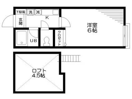 プランツ四季(1K/2階)の間取り写真