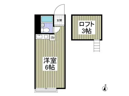 レーベンハイム武蔵野(ワンルーム/1階)の間取り写真