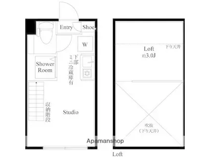 ハーモニーテラス久我山(ワンルーム/2階)の間取り写真