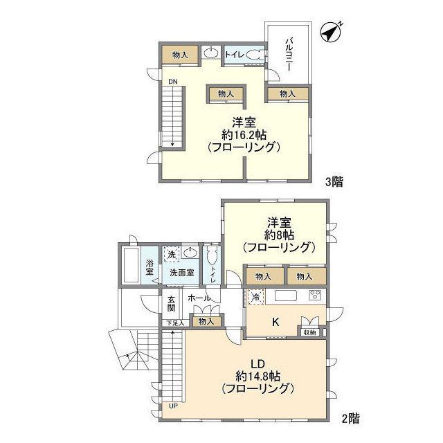 中央本線 荻窪駅 徒歩15分 3階建 築24年(2LDK)の間取り写真