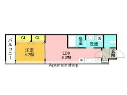 CRETE(1LDK/2階)の間取り写真