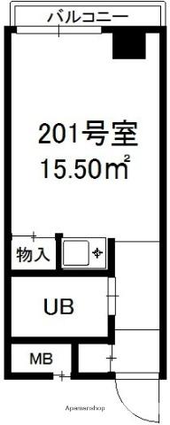 ハイツ中澤(ワンルーム/2階)の間取り写真
